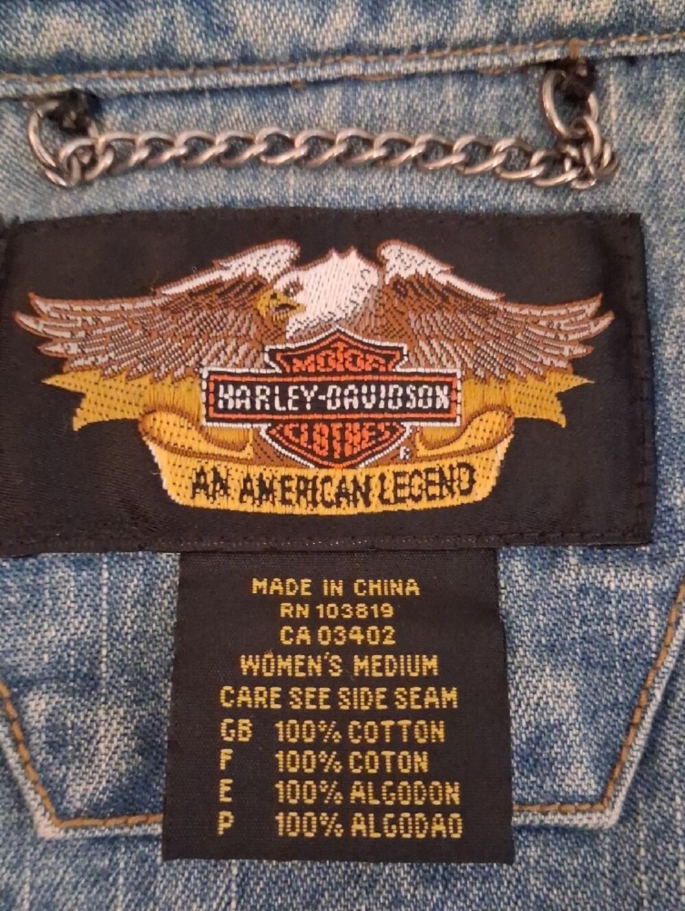 VTG Harley-Davidson Light Blue Distressed Denim Classic "Live To Ride"Jacket (M) - Picture 7 of 12